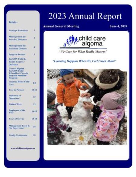 Child Care Algoma AGM Report 2023 Preview Image